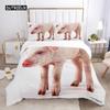Pig Duvet Cover Set Queen Size Microfiber Cute Pig Animal Theme Twin Bedding Set Farm Animal 2/3pcs Quilt Cover for Boys Girls
