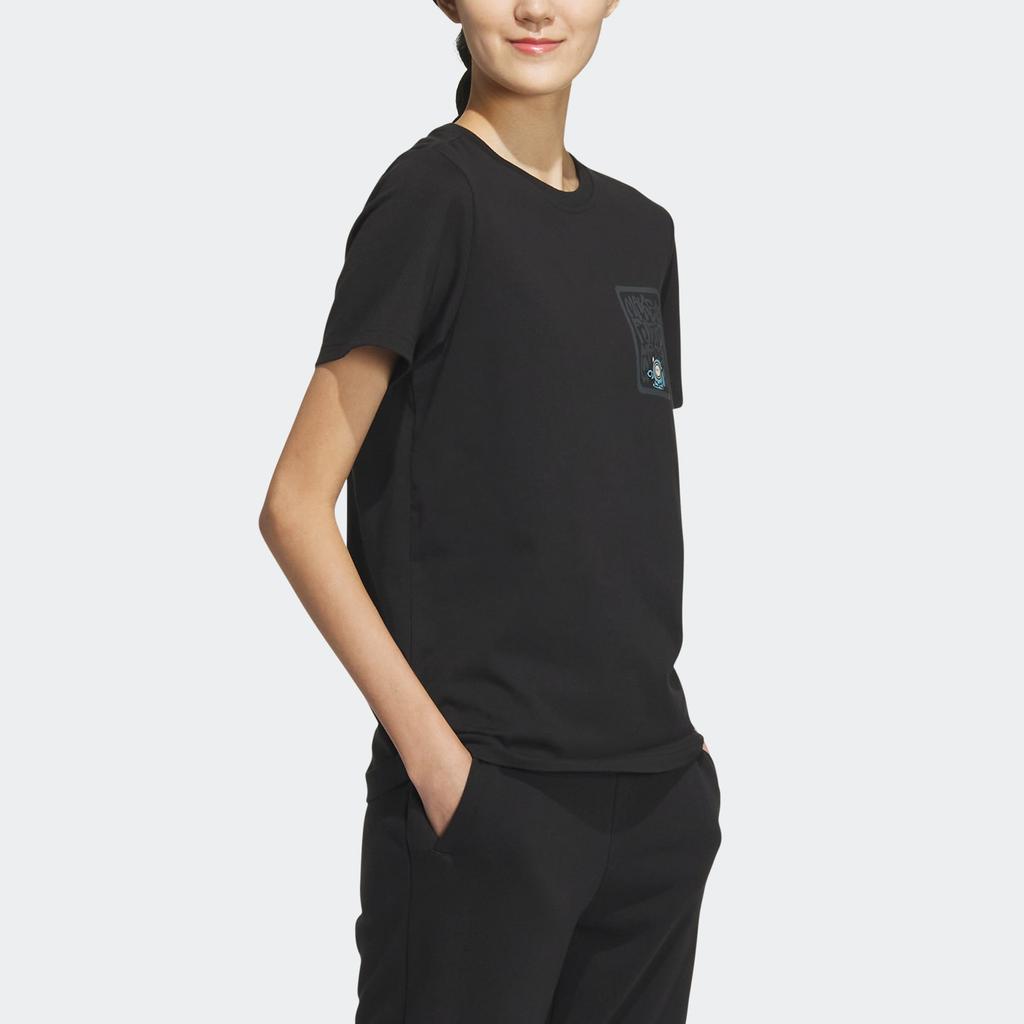 Adidas Neo Slim-Fit Round Neck Pullover Short Sleeve T-Shirt Women Tops Black IK6028