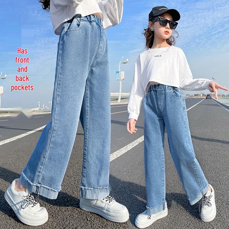 Weite Mädchen-Jeans - Trendige gerade Hosen für Kinder, Frühling/Herbst 2023
