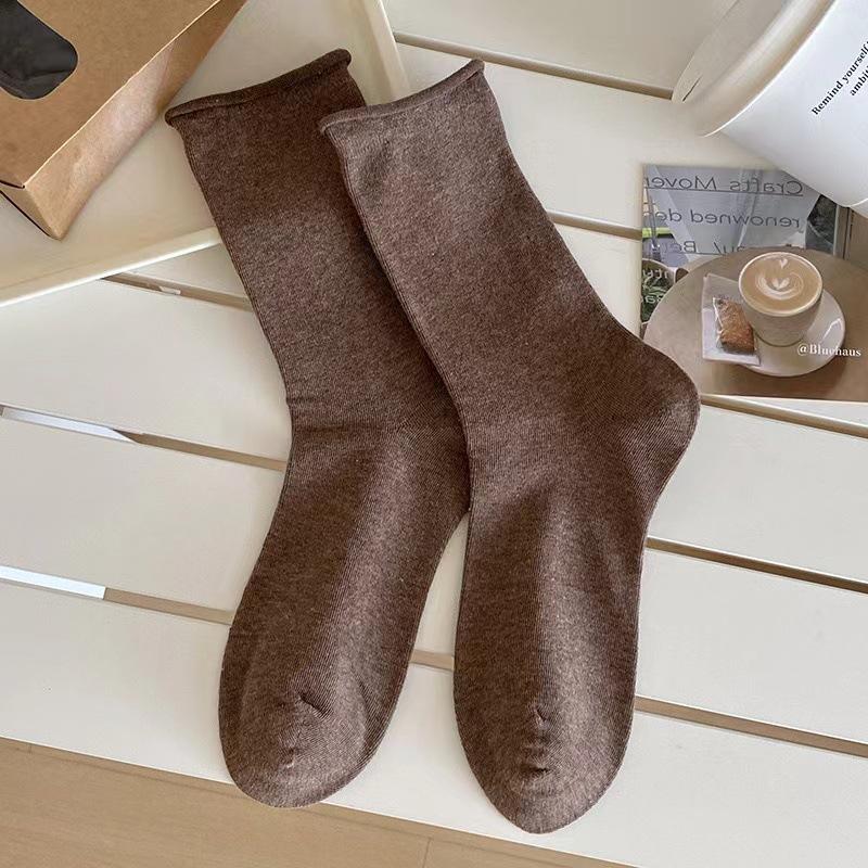 

Dui Dui Socks Women s Autumn and Winter Mid-calf Socks, Pure Cotton Grey Style, Trendy Autumn and Winter Rolled-up Postpartum Socks, Long Socks 1 pair кавовий