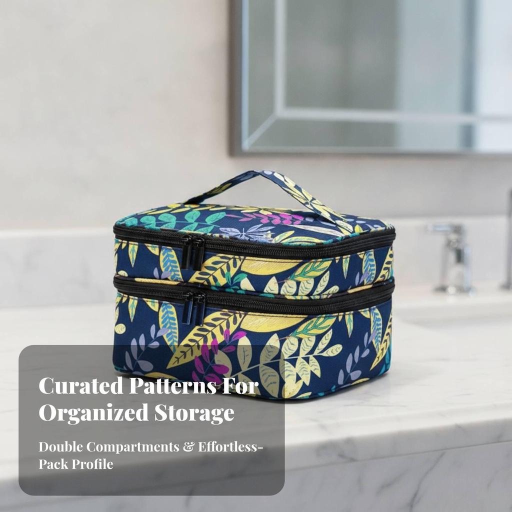 Cosmetic Bag with Carry Handle | Portable, Lightweight, Multi-Compartment Nail