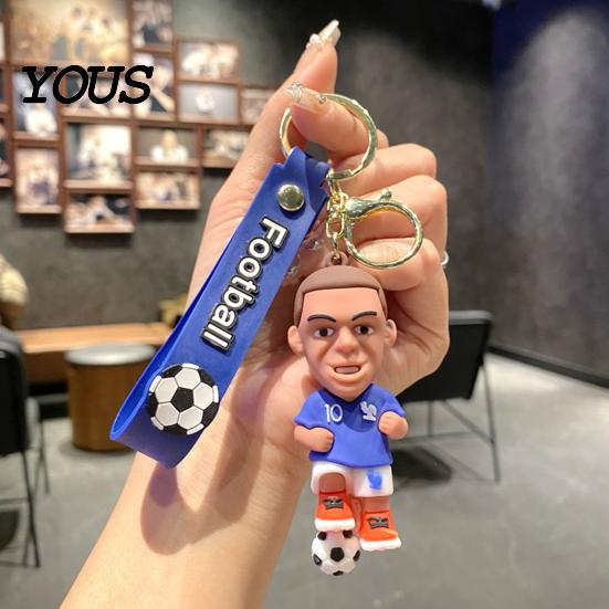 Keychain Charm Pendant, Football Star Figure Key Holder with Exquisite Craftsmanship Lanyard, Bag Pendant for Backpacks Handbags Cars Wallets