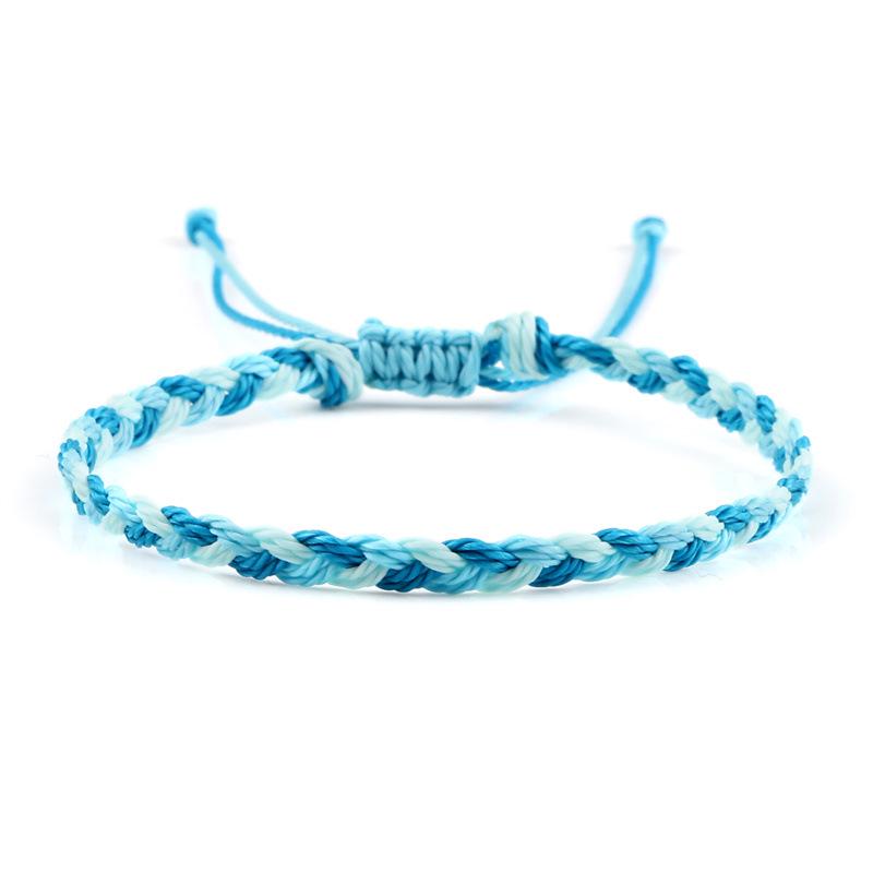 Adjustable Colorful Three-Strand Braided Waxed Thread Bracelet Set for Couples and Handmade Jewelry