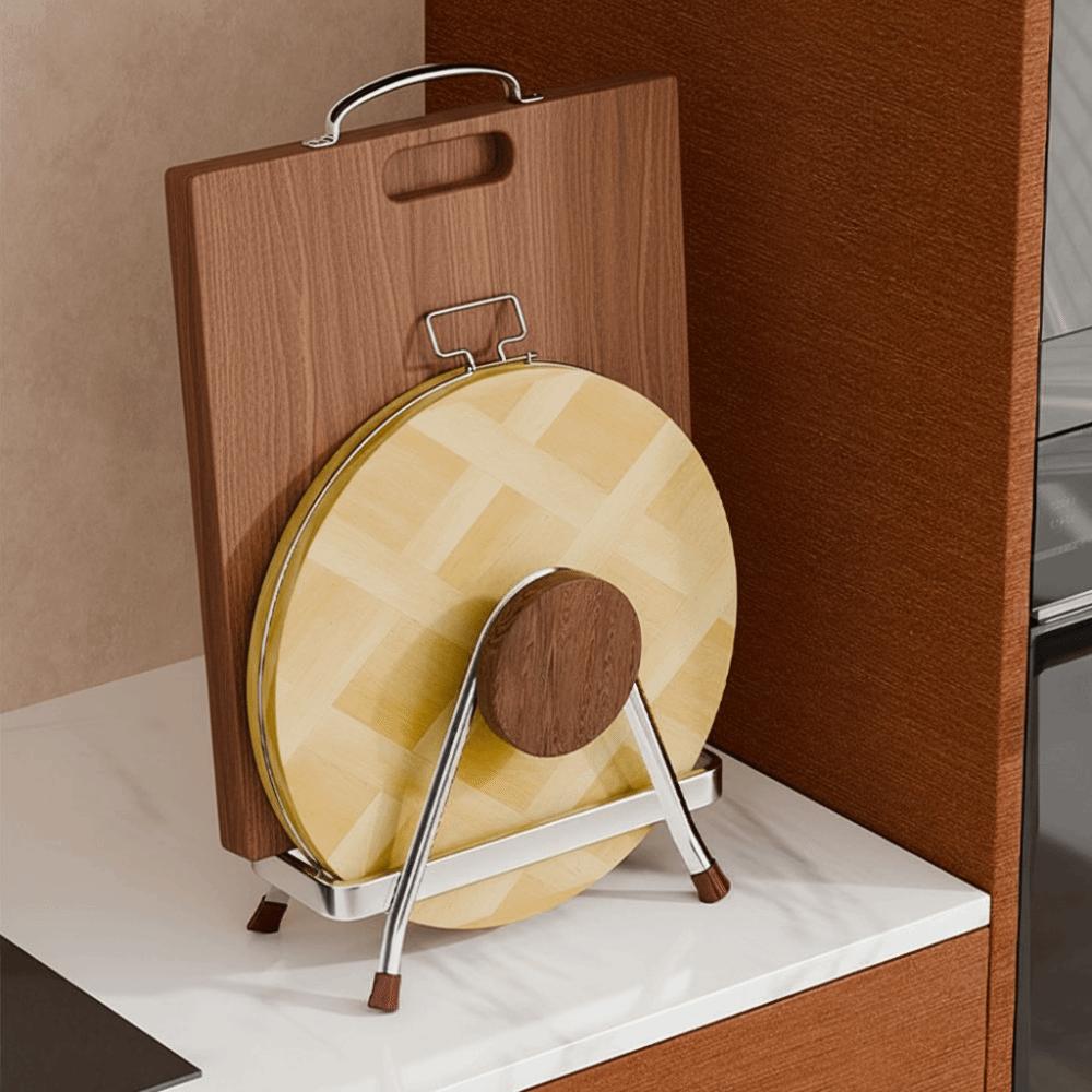 Useful Stainless Steel Cutting Board Holder Rustproof Space Saving Chopping Board Organizer Thickening Pan Cover Shelf