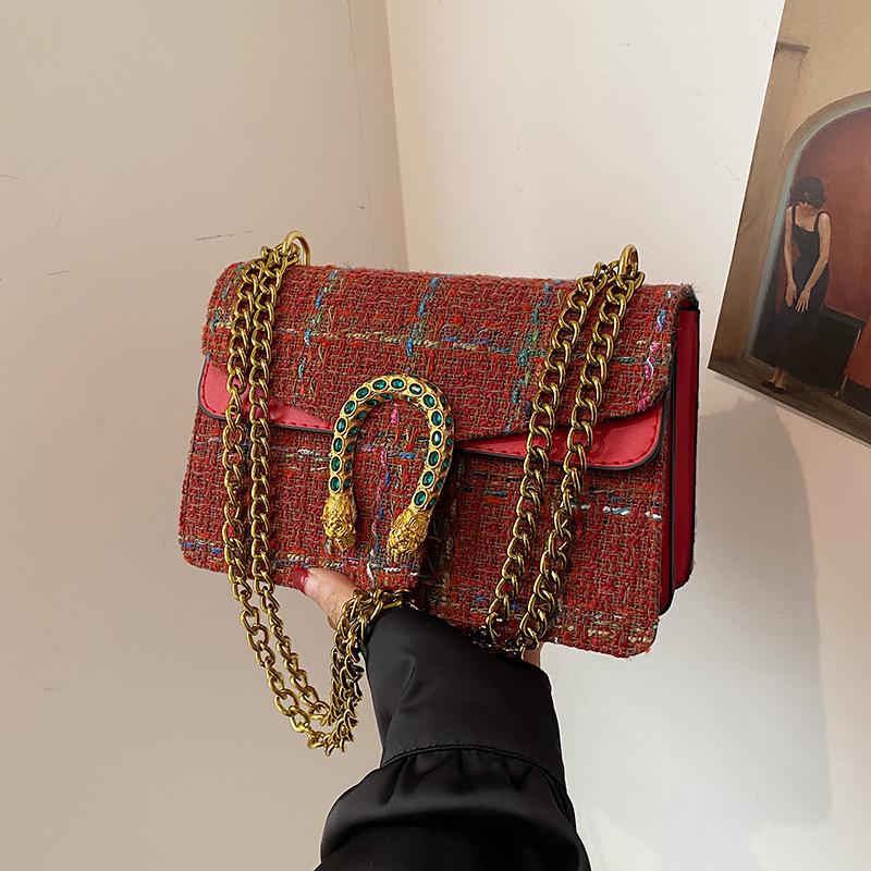 Women's  New Fashion Dionysus Bags Classic Single Shoulder and Cross - Body Small Square Bags with Chains
