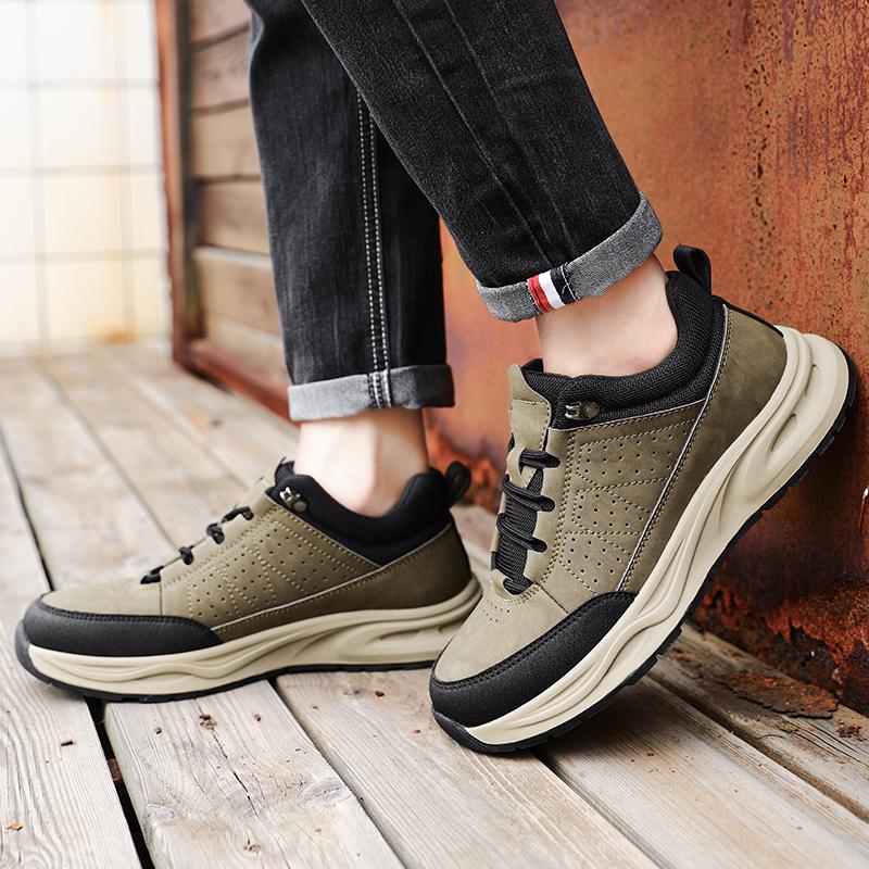 Fashion Genuine Leather Comfort Outdoor Mens Hiking Shoes Fashion Soft Classic Driving Footwear Non-slip Walking Shoes Casual Sneakers