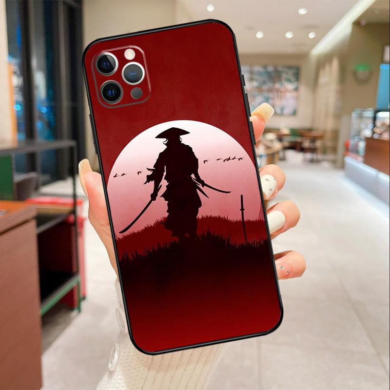 Japan Ninja Samurai Red Sun Phone Case For iPhone 17 Air 16 14 13 11 15 Pro Max mini 15 16 Plus 16e Protective Cover