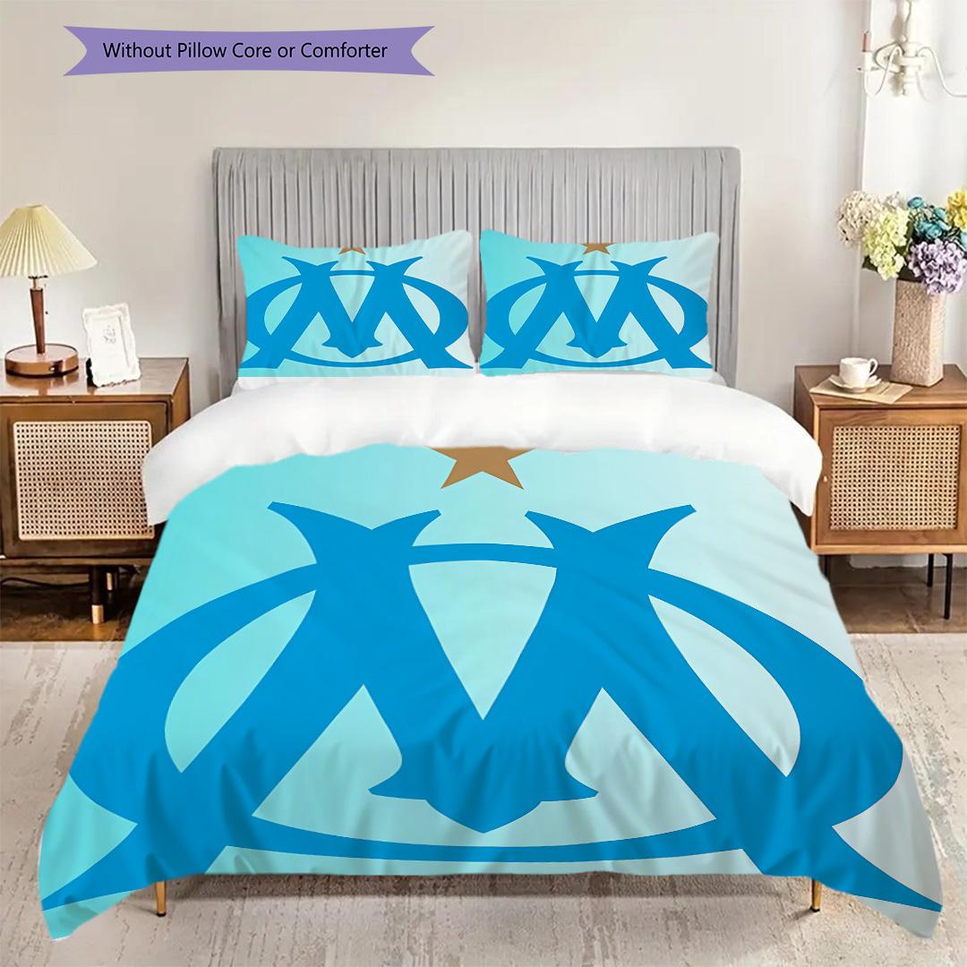 

Olympique Marseille Pattern Bedding Quilt Set Quilt Cover Pillowcase Home Decoration Birthday Gift (1 * duvet cover + 2 * pillowcase, without core) 140x200cm