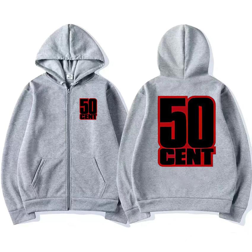 Rapper 50 Cent The Massacre Grafiche Classiche Album Felpa con Zip Unisex hip hop punk streetwear Felpa Uomo donna Cappotto in Pile
