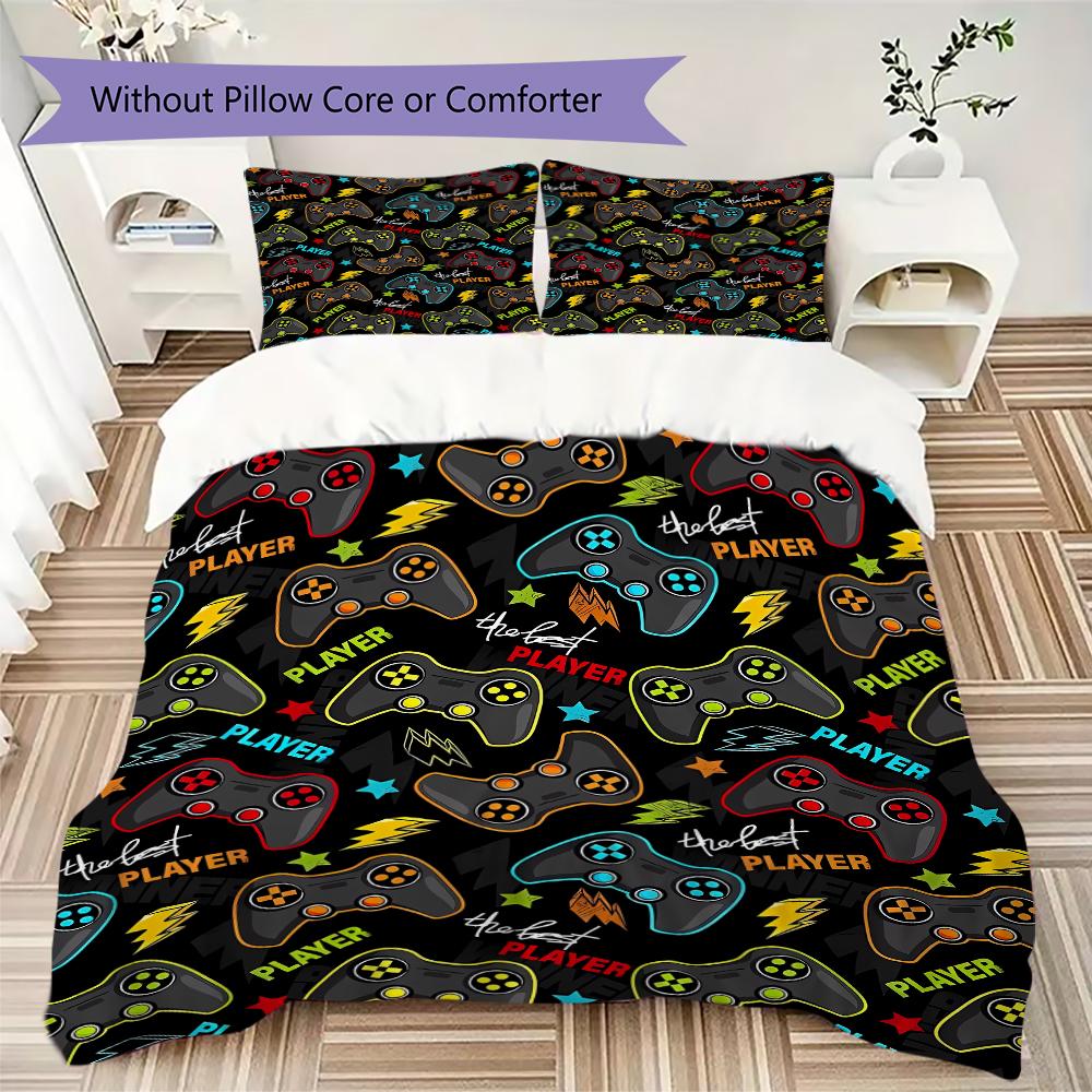 1PC Game Theme Bedding Quilt Set Quilt Cover Pillowcase Home Decoration Birthday Gift (1 * duvet cover + 2 * pillowcase, without core)A5