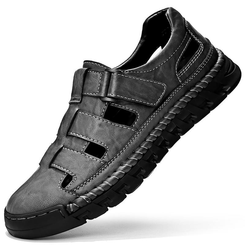 

New European station export popular large size summer men s bag head versatile outdoor leisure beach sandals 38 серый