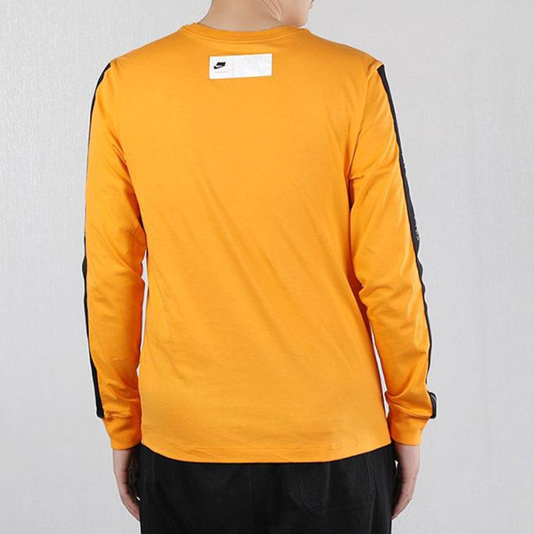 Nike Long-Sleeve Crew Neck Sweatshirt with Logo Print Men Tops Yellow CI6215-886