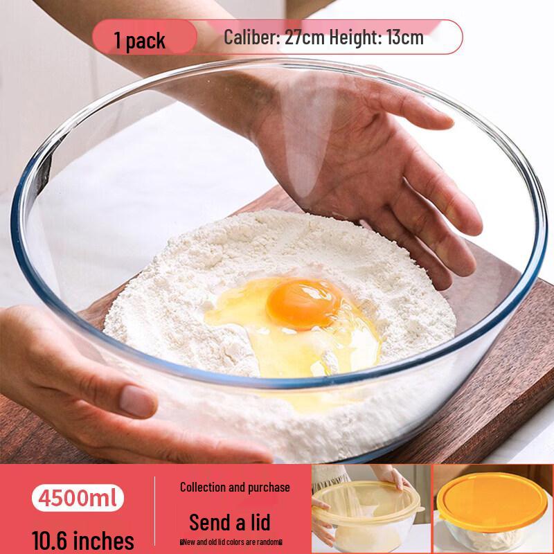 Large Transparent Heat-Resistant Glass Mixing Bowl