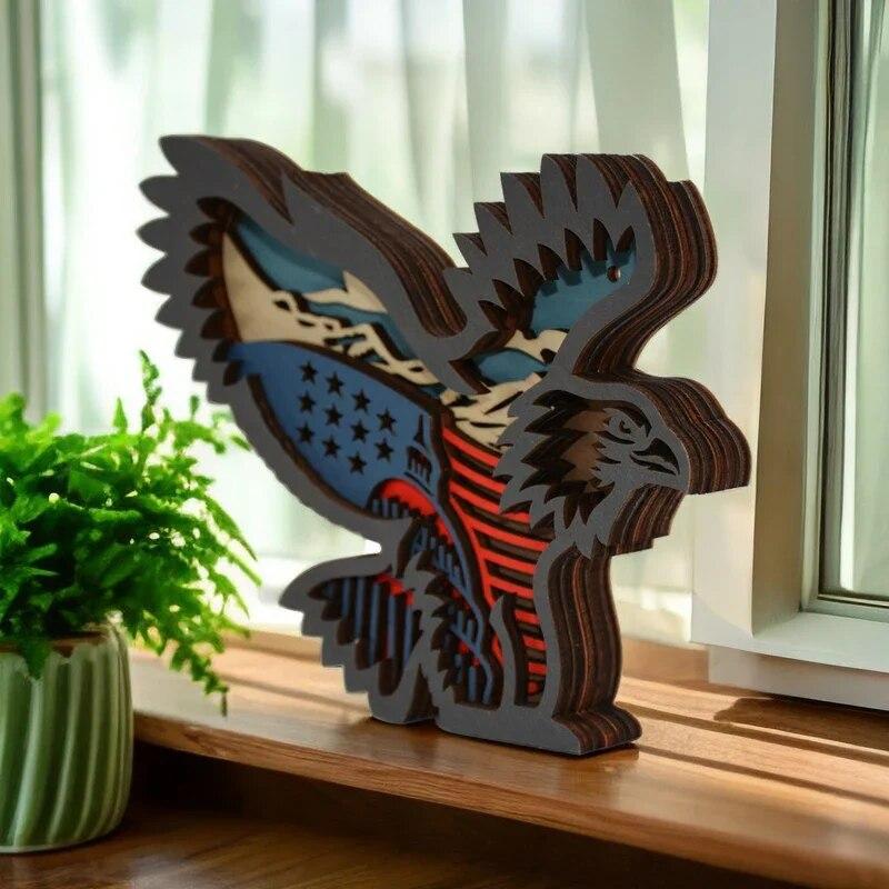 Creative 3D Wooden Carving Handcraft Multi Layer Hollow Animal Decoration Crafts Home Room Interior Decor Statues Ornaments Gift