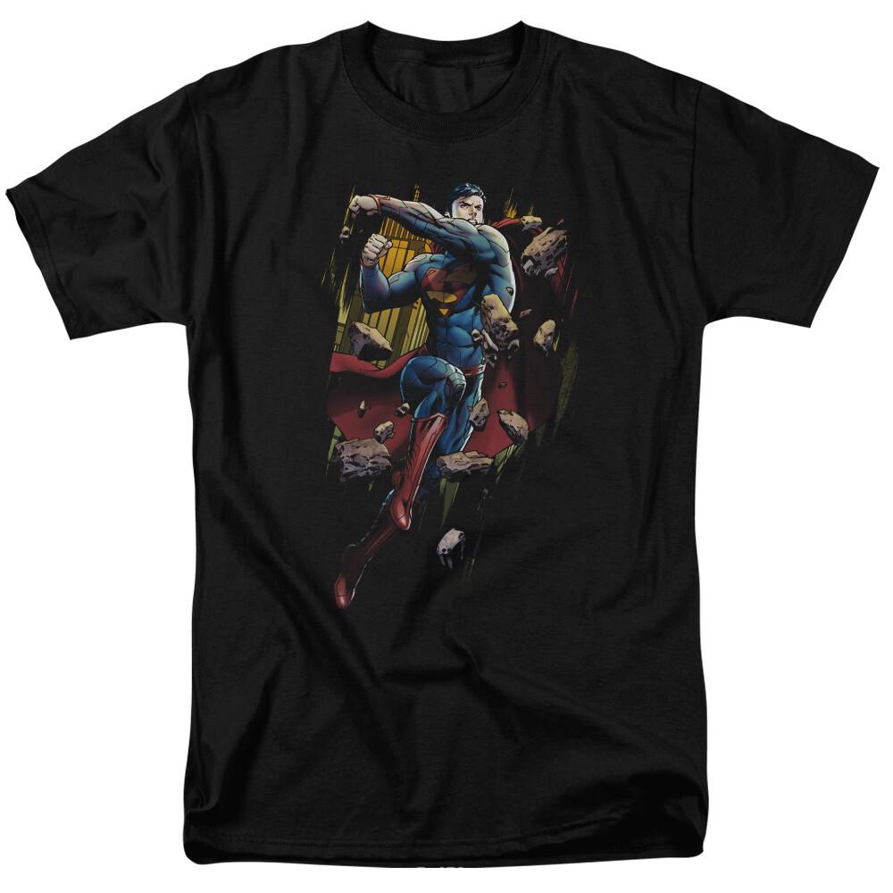 26 Superman Flying Determination T Shirt Licensed Comic Book Movie Tee Black Unisex T-Shirt L
