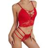Damski seksowny komplet bielizny Koronkowe stringi Jednokolorowy podkoszulek Camisole Tube Top Zestaw majtek Komplet bielizny z kwiatowym nadrukiem