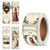 Festive Packaging Seals Christmas Coated Paper Sealing Sticker, Retro Hand-drawn Santa Claus Snowman Elk Holiday Party Table Decor Design, Decorative