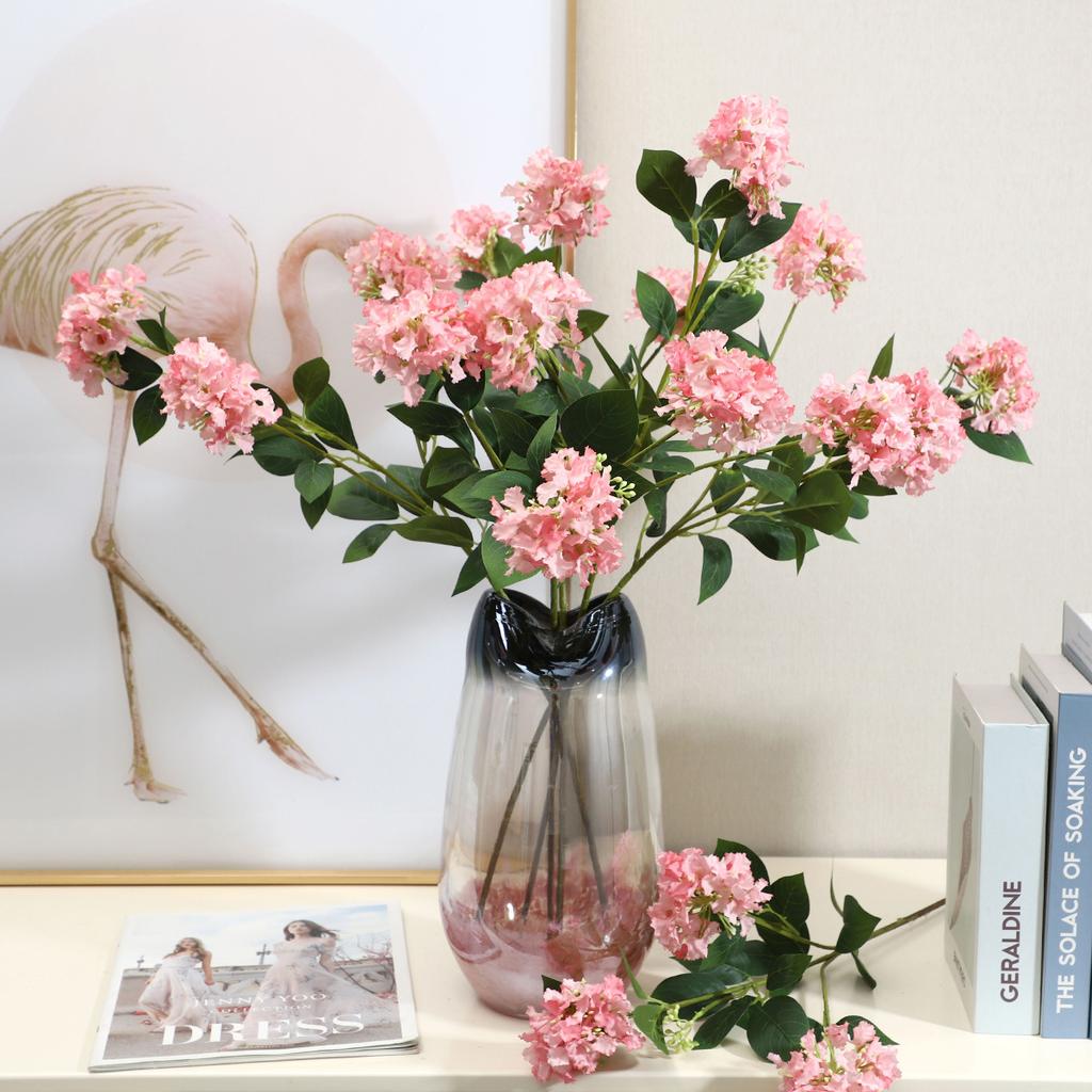 Simulation Flower 3 Head Crape Myrtle Flower Wedding Home Living Room Decoration Fake Flower Bouquet Road Lead Flower Row Props Soft Outfit