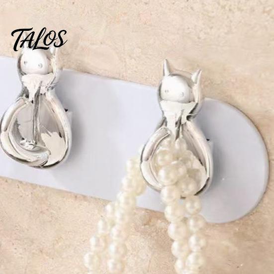 Cat-Shaped Wall Hooks, No Drilling Strong Bearing Capacity Hooks, Three-hook Combination Rack for Keys Bags Accessories
