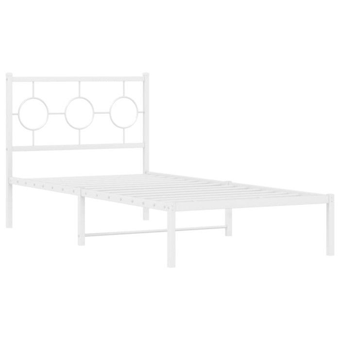 VidaXL Cadre de Lit Métal avec Tête de Lit, Lit Simple avec Sommier à Lattes, Lit Adulte avec Pied, Meuble de Chambre, 376268