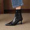 Fashion Women's new pointed retro high-heeled handmade oversized zipper and calf short boots fashion boots elastic boots