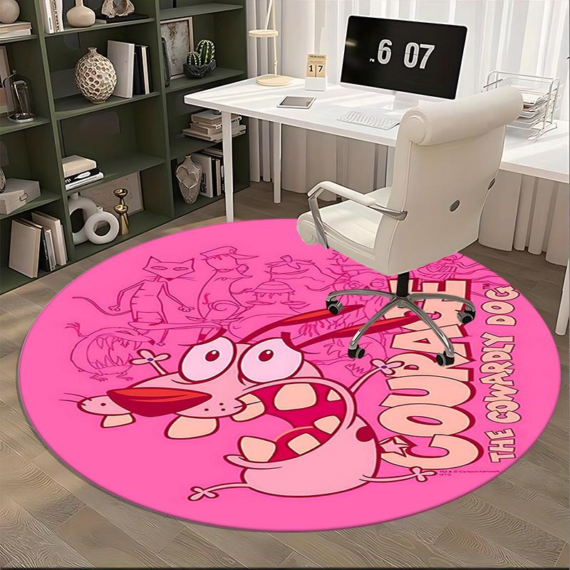 courageous dog, Chair mat Round Rug Office carpet, Non slip, Suitable for Living Rooms, Bedrooms decor.1205168a