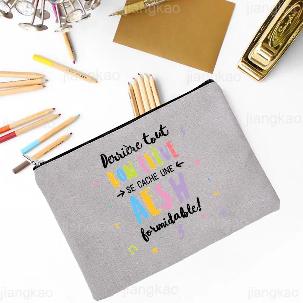 Merci AESH Printed Makeup Bag Travel Toiletry Organizer Female Neceser Cosmetic Pouch  School Pencil Bags Best Gifts for AESH