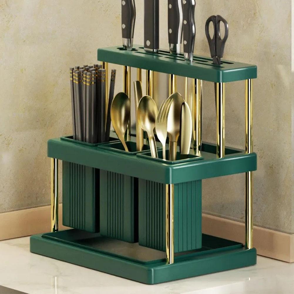 Kitchen Knife Holder Multi-Function Cutter and Cutlery Drainer Rack Kitchen Cutlery Holder Spoon Fork Chopstick Storage Rack