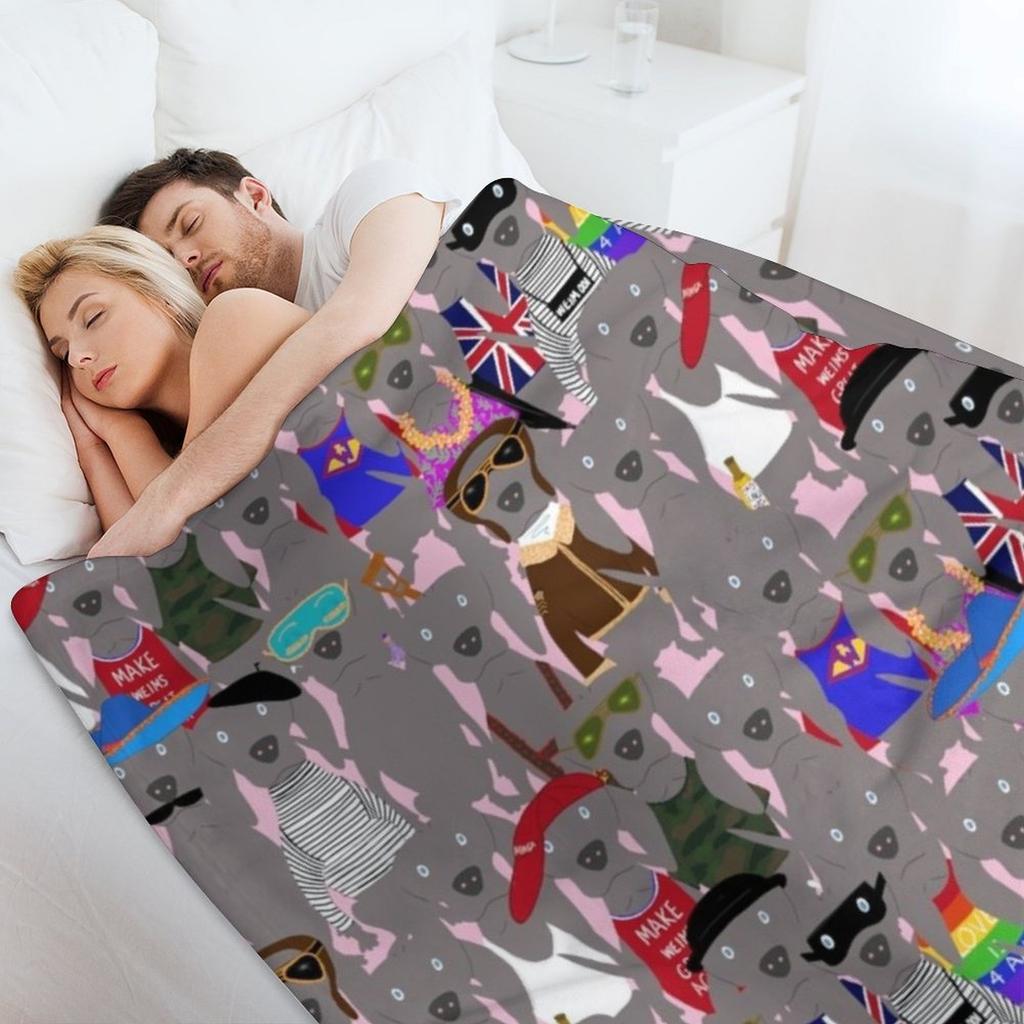 Big Dog Weim Nation Grey Ghost Weimaraner Hand-painted Pet Pattern on Pink Throw Blanket Decorative Throw Beautifuls Blankets