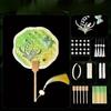 1Pc Handmade Bamboo Fan DIY Material Kit Chinese Elements Cattail Fan, Halloween Christmas Gift