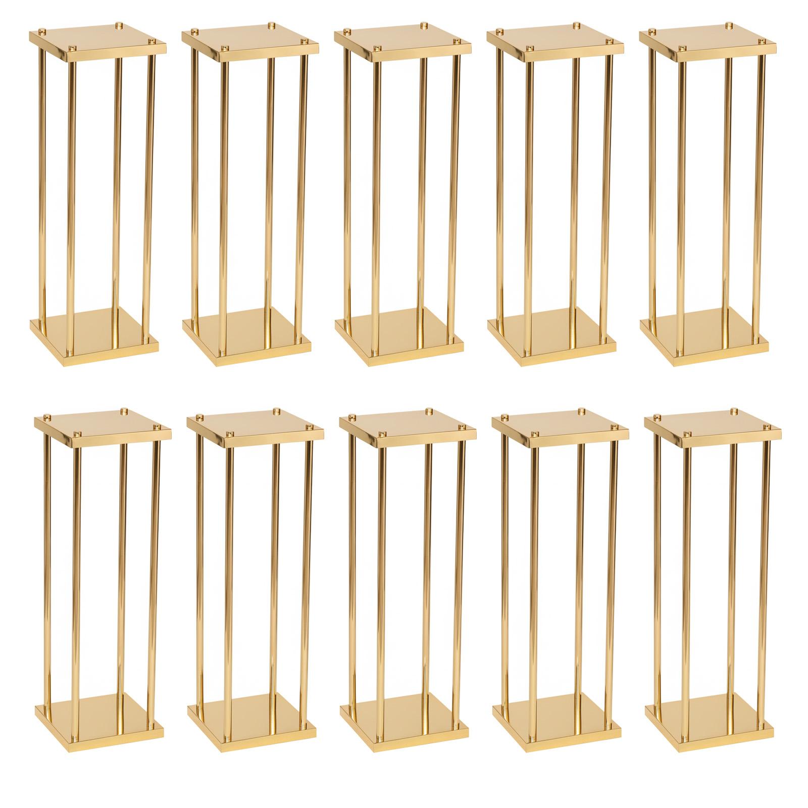 

10 Pcs Metal Flower Stand Column with Plates Gold Wedding Cenerpiece Flower Vase 23.62x7.87x7.87in for Party Events Table Decor as shown