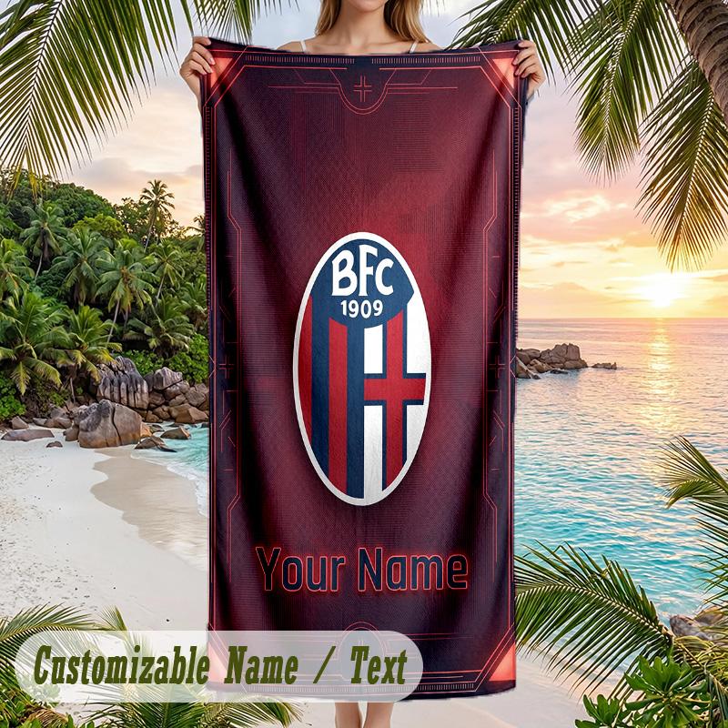 Beach Towel Bologna FC Print Custom Name Text Soft Towel for Swimming Pool