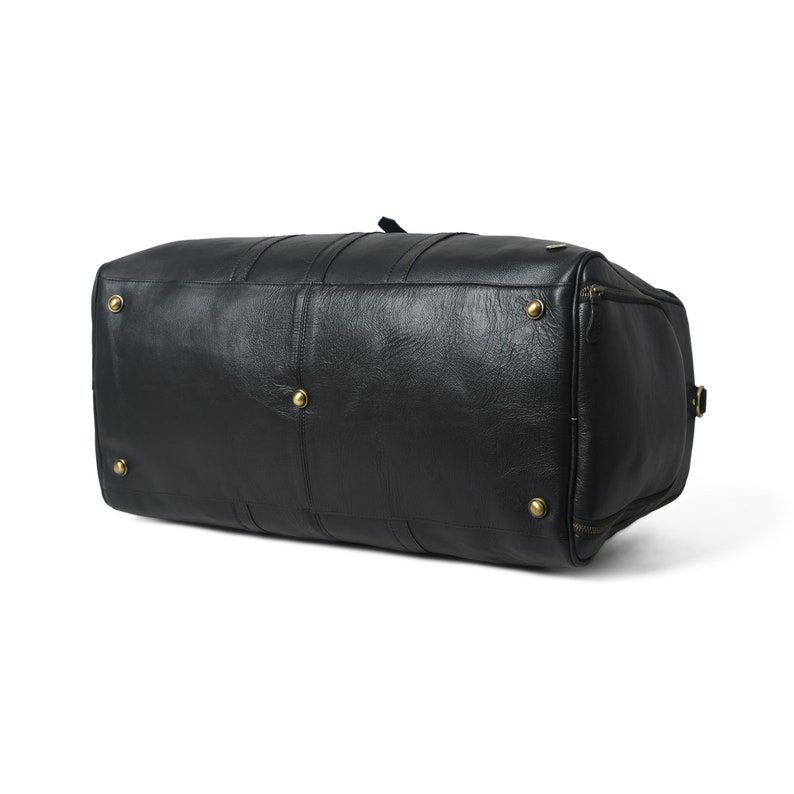 Full Grain Leather Weekender Duffel Bag - Shoe Compartment