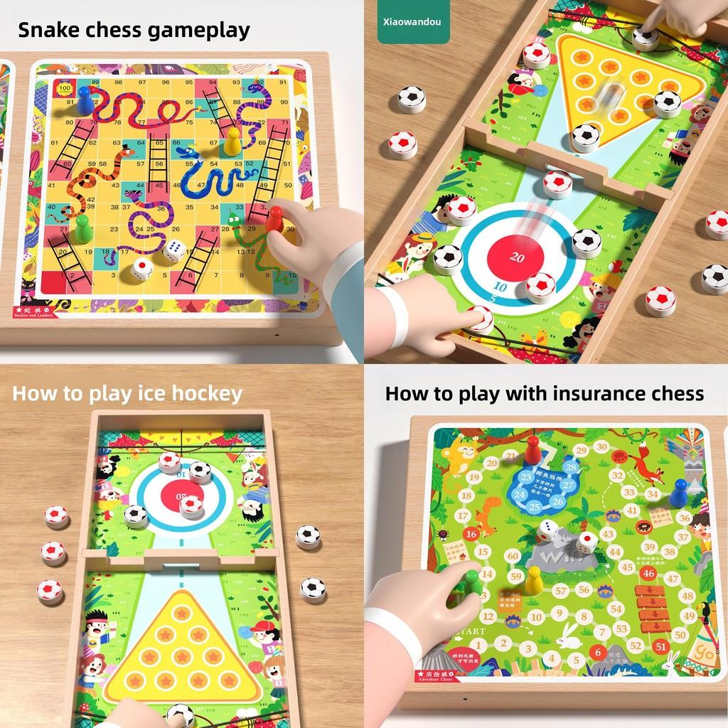 Childrens Wooden Educational Toy Desktop Interactive Game With Multifunction Battle Checkers For Kids