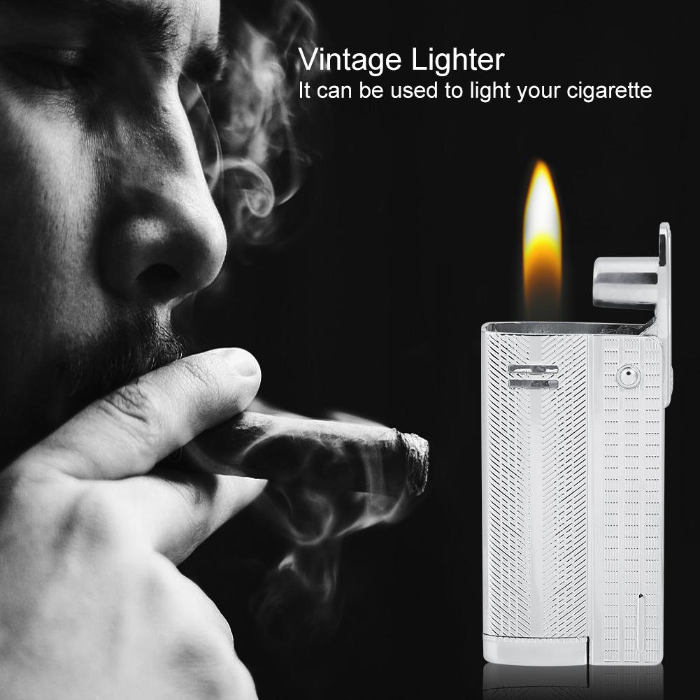 Vintage Oblate Fashionable Lightweight Portable Metal Lighter Daily Use(Silver)