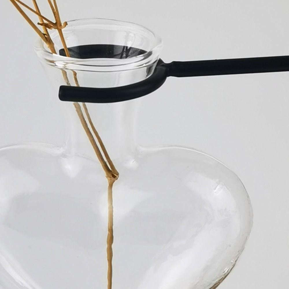 Herzförmige Hydroponik-Blumenvase Glas Transparente Glasvase Vase mit Holzrahmen Balkon