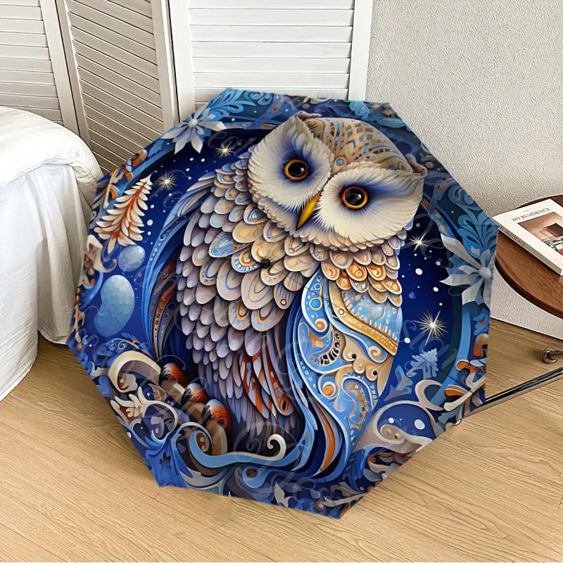 1PC Winter Fantasy Automatic Folding Umbrella - Compact 8-Rib Design, Durable Plastic & Iron, Lightweight for Outdoor Daily Use, Festive Gift028