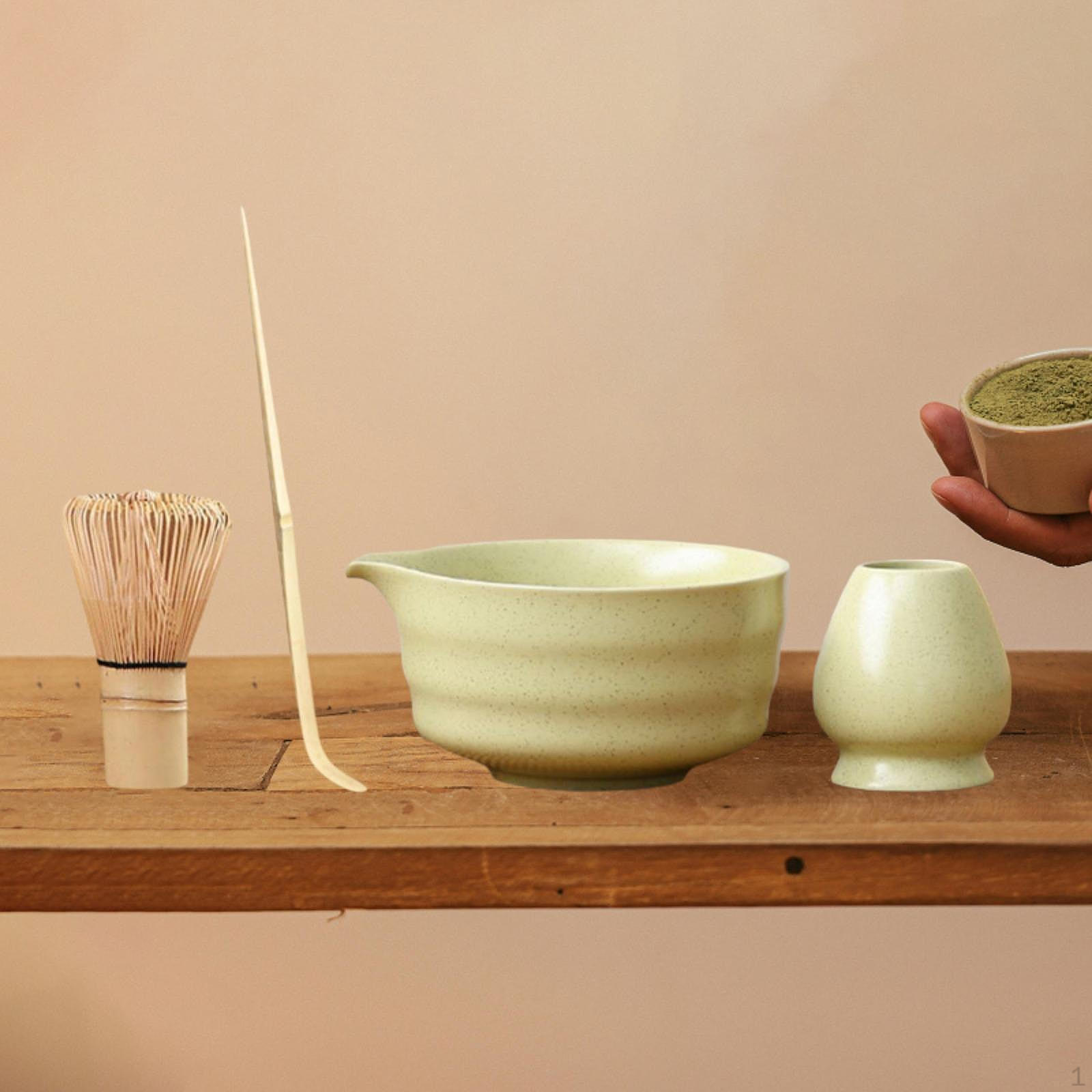 

Чайный набор из 4 предметов: бамбуковый венчик для матча, ручная работа, для влюбленных, инструменты для изготовления чаши Beige Yellow