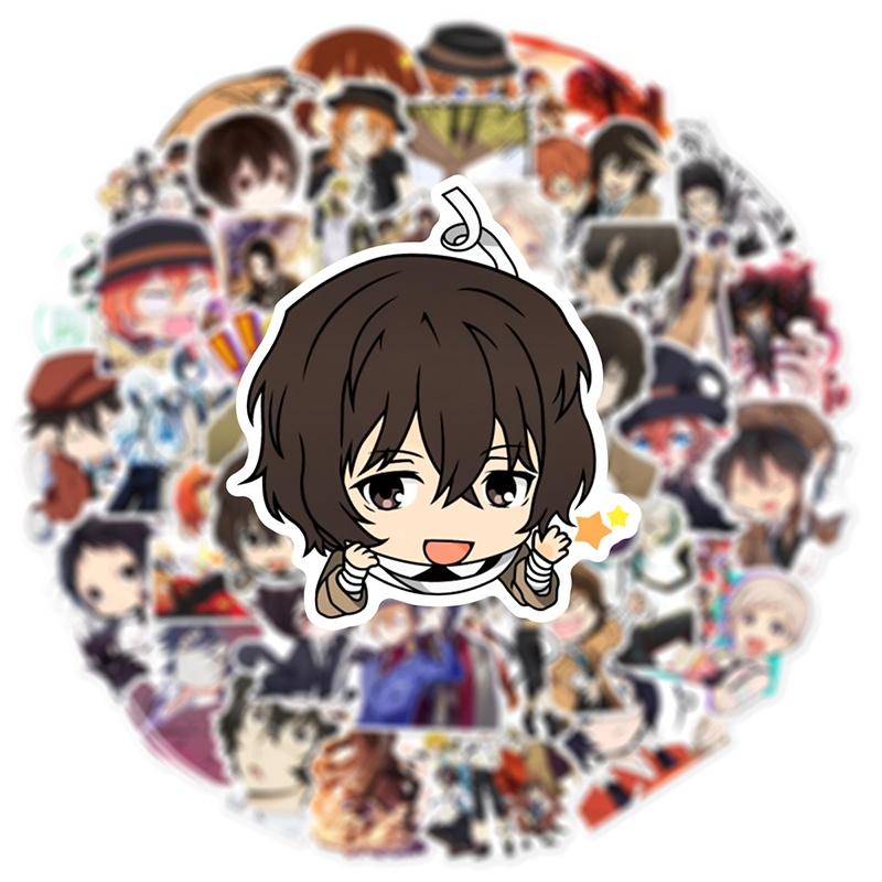 50pcs Bungo Stray Dogs Stickers Reusable Decor For Laptop Trolley Case Graffiti