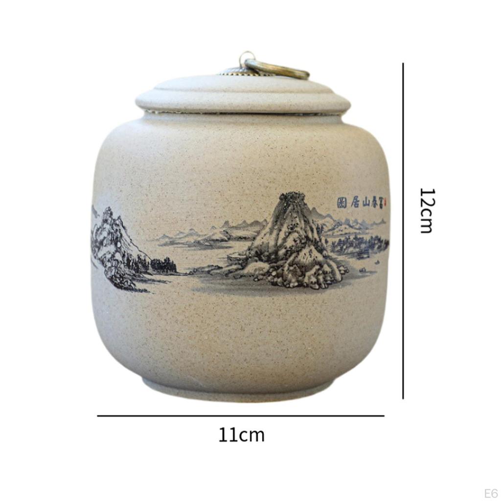 Ceramic Tea Portable 800ml Storage Canister Traditional Loose Leaf Holder for Sweet Treats And