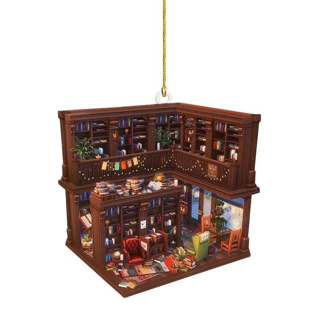 Acryl Auto Interieur Decoratie Met Boekenkast Ontwerp Voor Kerstcadeau Ideeën