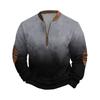 Sweat-shirt de sport décontracté pour homme à imprimé dégradé, rétro, à manches longues et demi-fermeture éclair