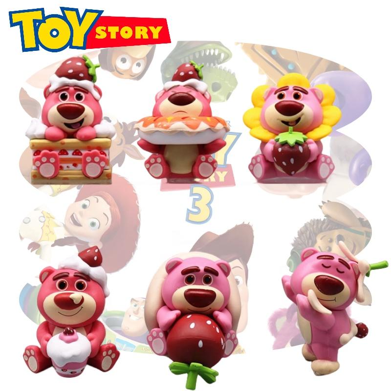 Strawberry Bear Collectible Action Figure Set Cute Pink Toy For Car Decoration