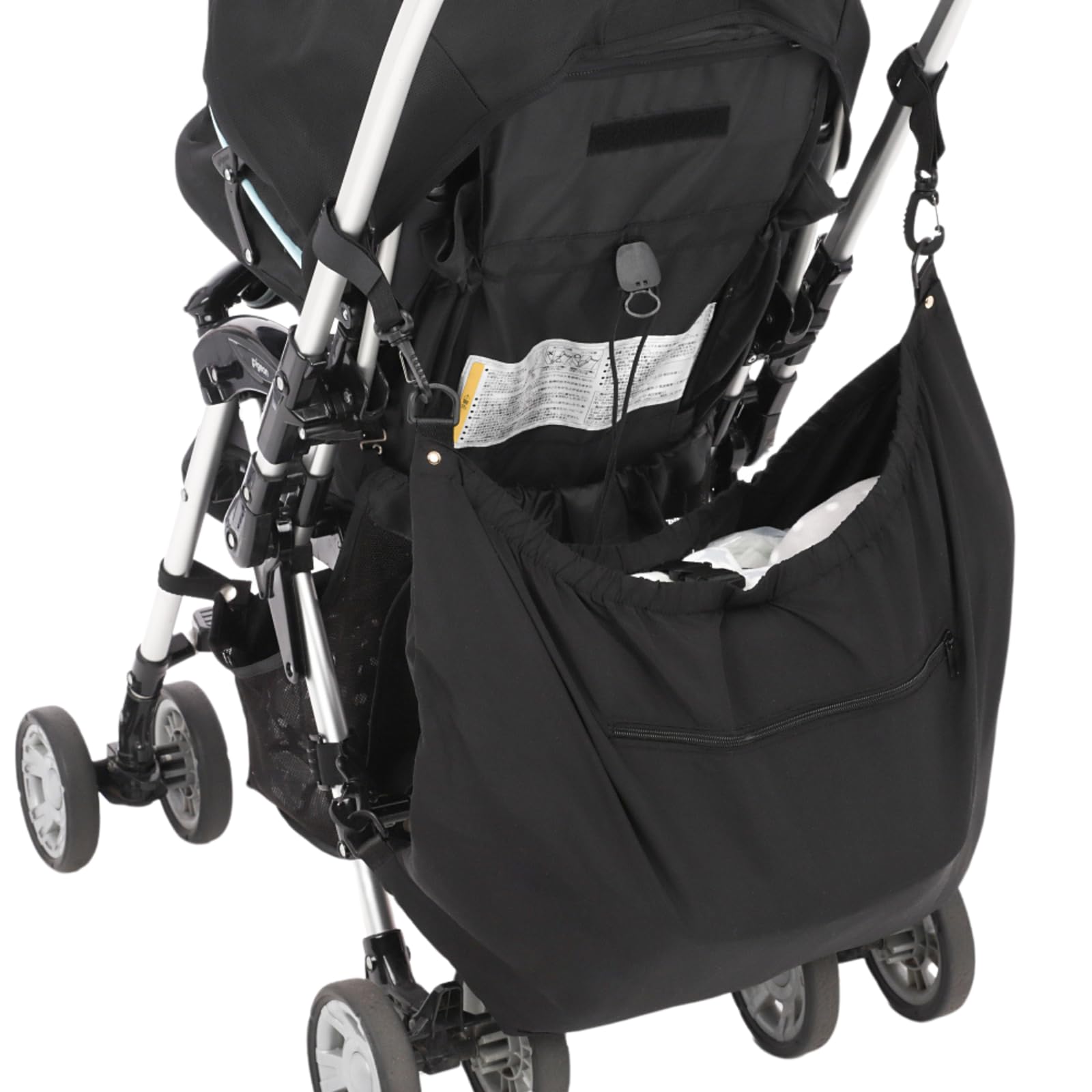 

CocoPon Stroller Underbag [Convenient Zippered Storage Pocket & Transforms into a Tote Bag] Stable Tote Bag, Large Capacity 24L (Black)