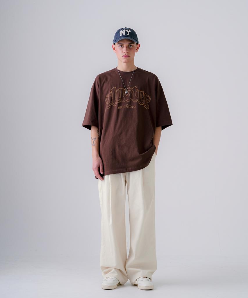 EZKATON [2Pack] Painted Washed Elastic Waist Pants 2Pack Mmlp6775 (A Type)