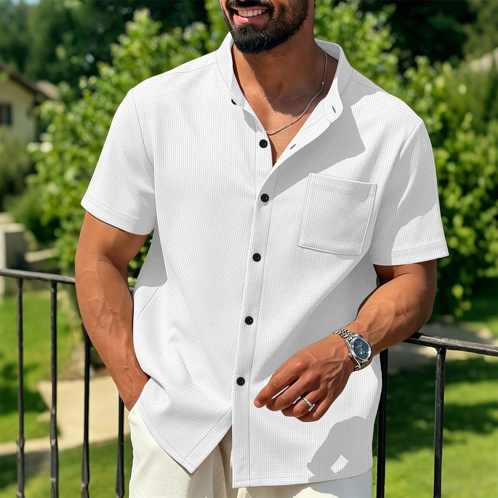 

Men s Color Shirt - V-neck Pocketed Short-sleeved Sweater XL білий