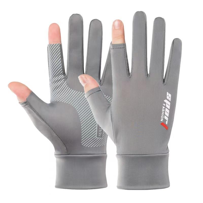 Spring and Summer Sun Protection Ice Silk Gloves Anti Ultraviolet Leakage Fingers for Men and Women Thin Style Riding Half Fingers for Anti-slip