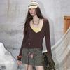 unifree Spring 2026 Plus Size Korean Style Color Block Loose Knit Set