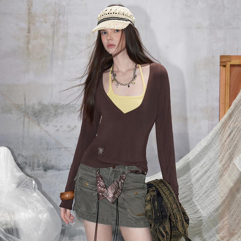unifree Spring 2026 Plus Size Korean Style Color Block Loose Knit Set