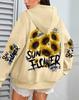 Damen Hoodie mit Sonnenblumen-Graffiti-Print, lockere Passform, mit Taschen